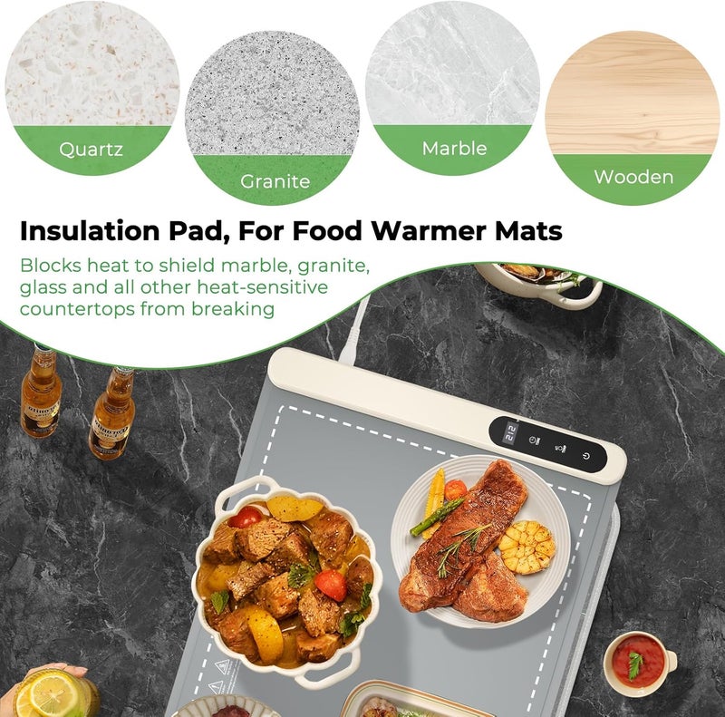 FYY Heat-Resistant Mat for Food Warming Mats - 35.4×15.4 inch Tables Protected, Up to 50% Temperature Block, Foldable and Space-Saving, Waterproof, Oil-Resistant (Not Include Food Warming Mat) - Image 4